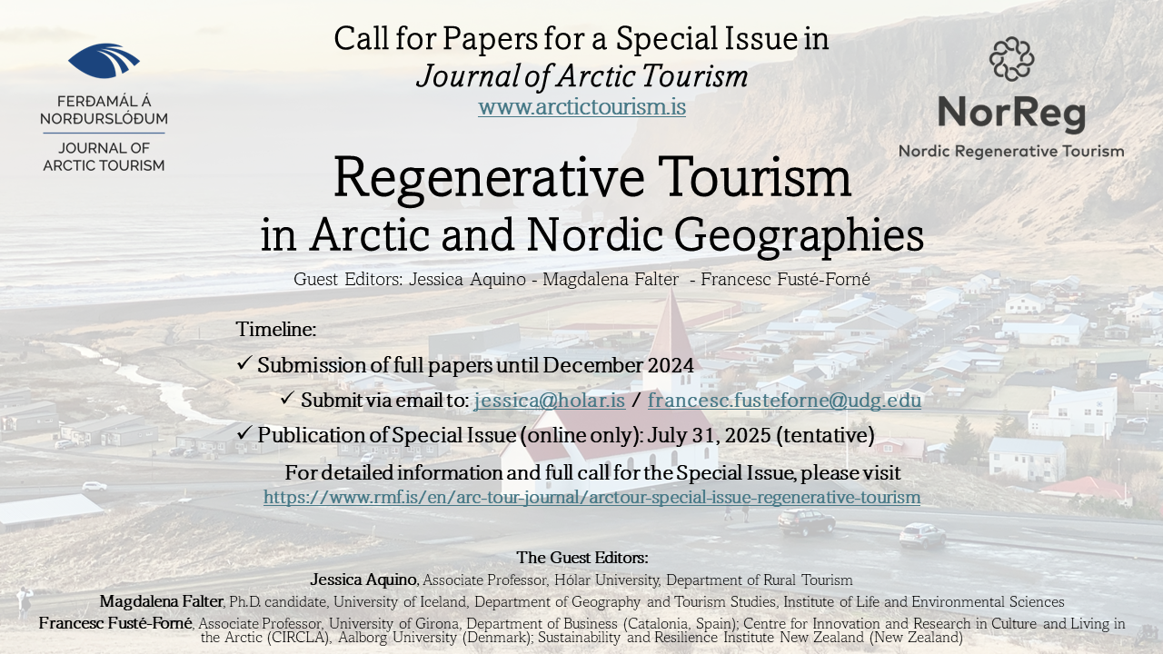 Call for SI on Regenerative Tourism